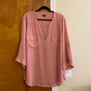 DUSTY PINK GEORGETTE PULLOVER BLOUSE